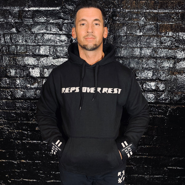 Solid Black Lifting Sweatshirt - Reps Over Rest