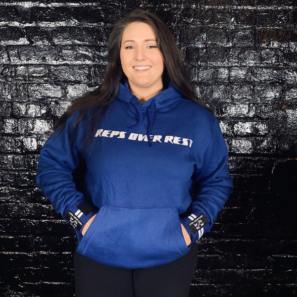 Royal Blue Lifting Sweatshirt - Reps Over Rest