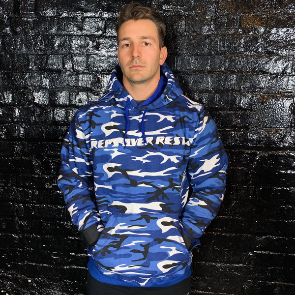 Blue Camo Lifting Sweatshirt - Reps Over Rest
