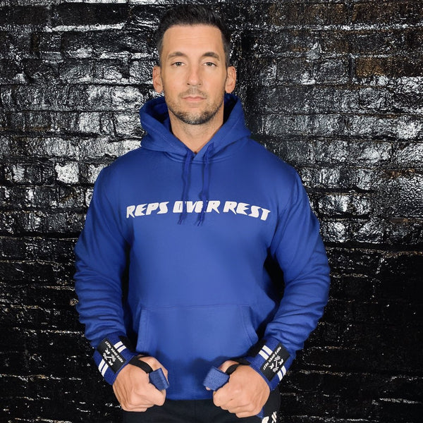 Royal Blue Lifting Sweatshirt - Reps Over Rest