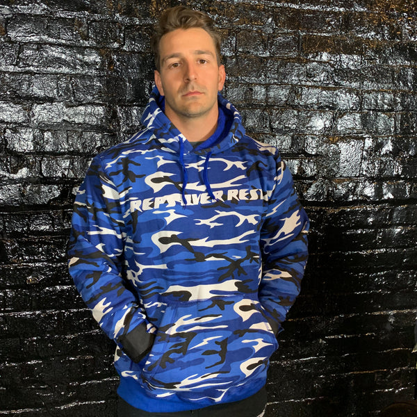 Blue Camo Lifting Sweatshirt - Reps Over Rest