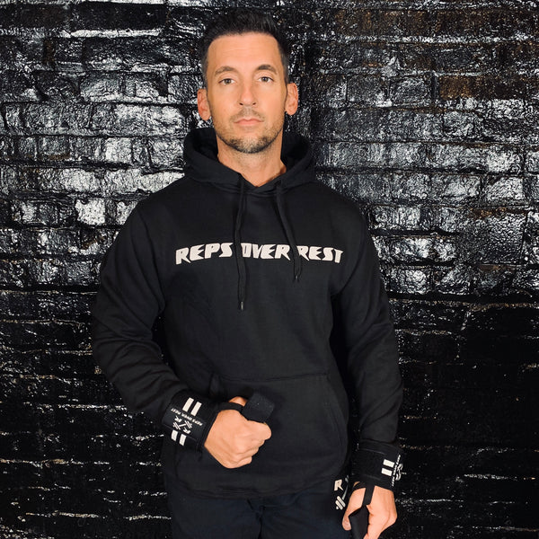 Solid Black Lifting Sweatshirt - Reps Over Rest