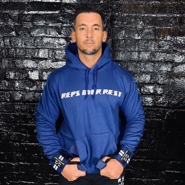 Royal Blue Lifting Sweatshirt - Reps Over Rest