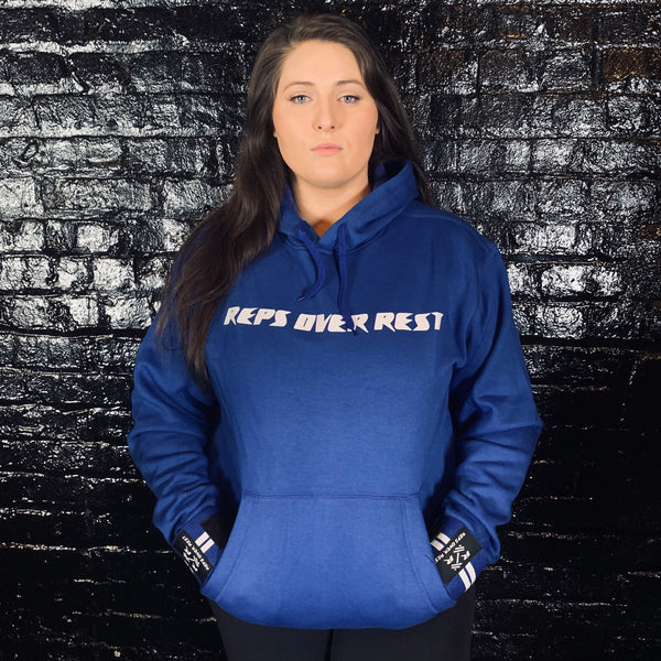 Royal Blue Lifting Sweatshirt - Reps Over Rest