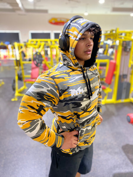 Yellow Camo Lifting Sweatshirt - Reps Over Rest
