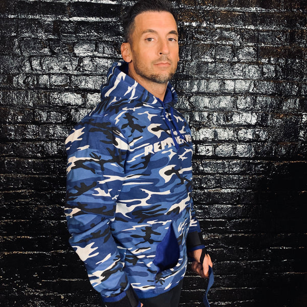 Blue Camo Lifting Sweatshirt - Reps Over Rest