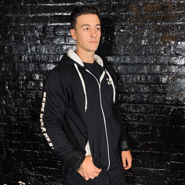 Black & White Zipper Lifting Sweatshirt - Reps Over Rest