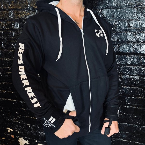 Black & White Zipper Lifting Sweatshirt - Reps Over Rest