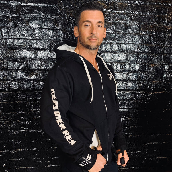 Black & White Zipper Lifting Sweatshirt - Reps Over Rest