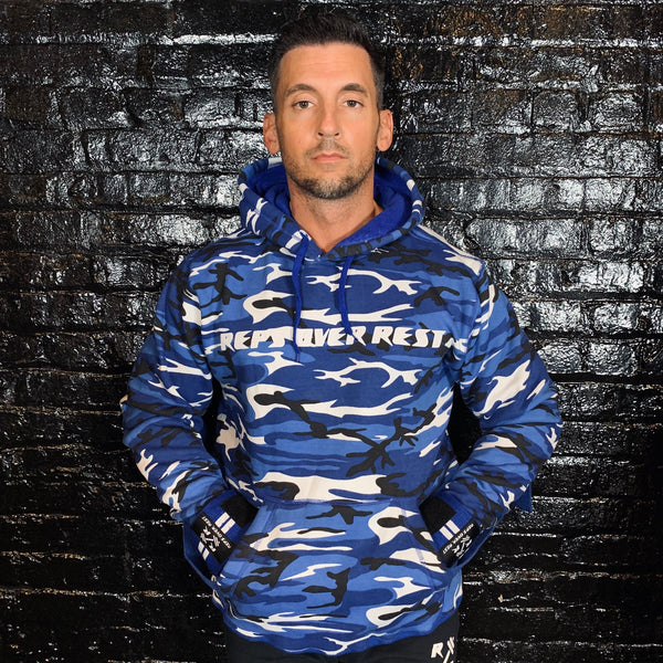 Blue Camo Lifting Sweatshirt - Reps Over Rest