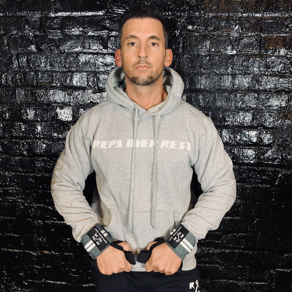 Solid Grey Lifting Sweatshirt - Reps Over Rest