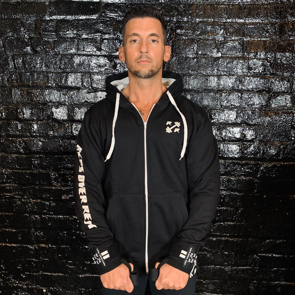 Black & White Zipper Lifting Sweatshirt - Reps Over Rest