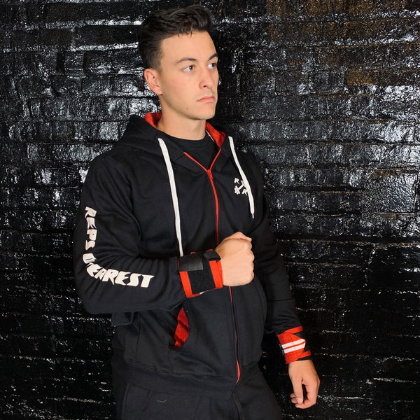 Black & Red Zipper Lifting Sweatshirt - Reps Over Rest
