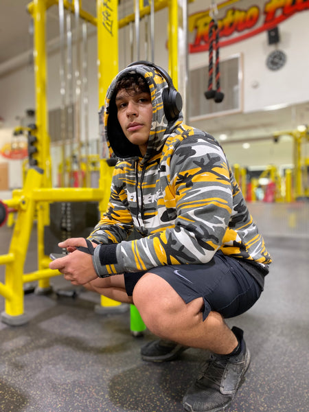 Yellow Camo Lifting Sweatshirt - Reps Over Rest