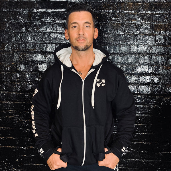 Black & White Zipper Lifting Sweatshirt - Reps Over Rest