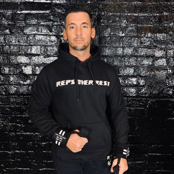 Solid Black Lifting Sweatshirt - Reps Over Rest