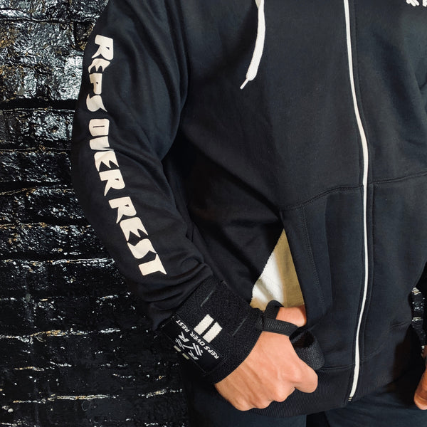 Black & White Zipper Lifting Sweatshirt - Reps Over Rest
