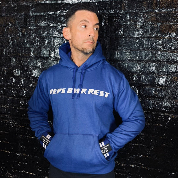 Royal Blue Lifting Sweatshirt - Reps Over Rest