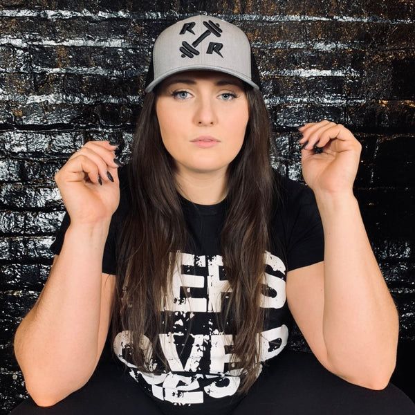 Heather Grey and Black Mesh Trucker Hat - Reps Over Rest