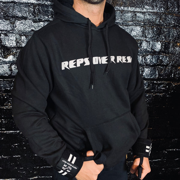 Solid Black Lifting Sweatshirt - Reps Over Rest