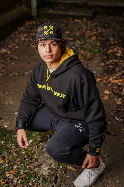 Black & Yellow Lifting Sweatshirt - Reps Over Rest