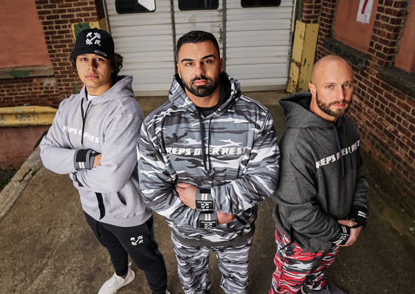 Grey Camo Lifting Sweatshirt - Reps Over Rest
