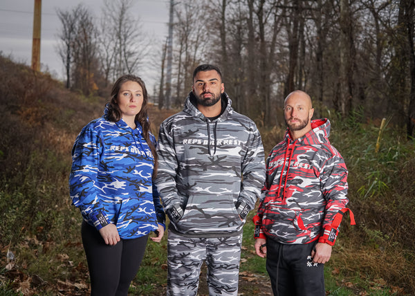 Grey Camo Lifting Sweatshirt - Reps Over Rest