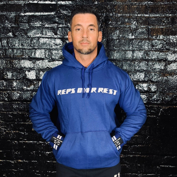 Royal Blue Lifting Sweatshirt - Reps Over Rest