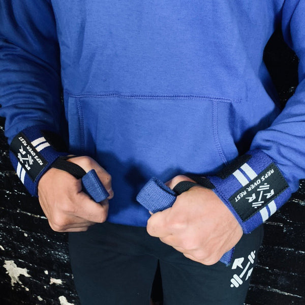 Royal Blue Lifting Sweatshirt - Reps Over Rest
