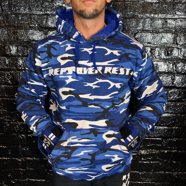 Blue Camo Lifting Sweatshirt - Reps Over Rest