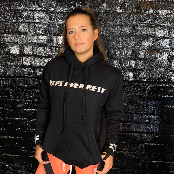 Solid Black Lifting Sweatshirt - Reps Over Rest